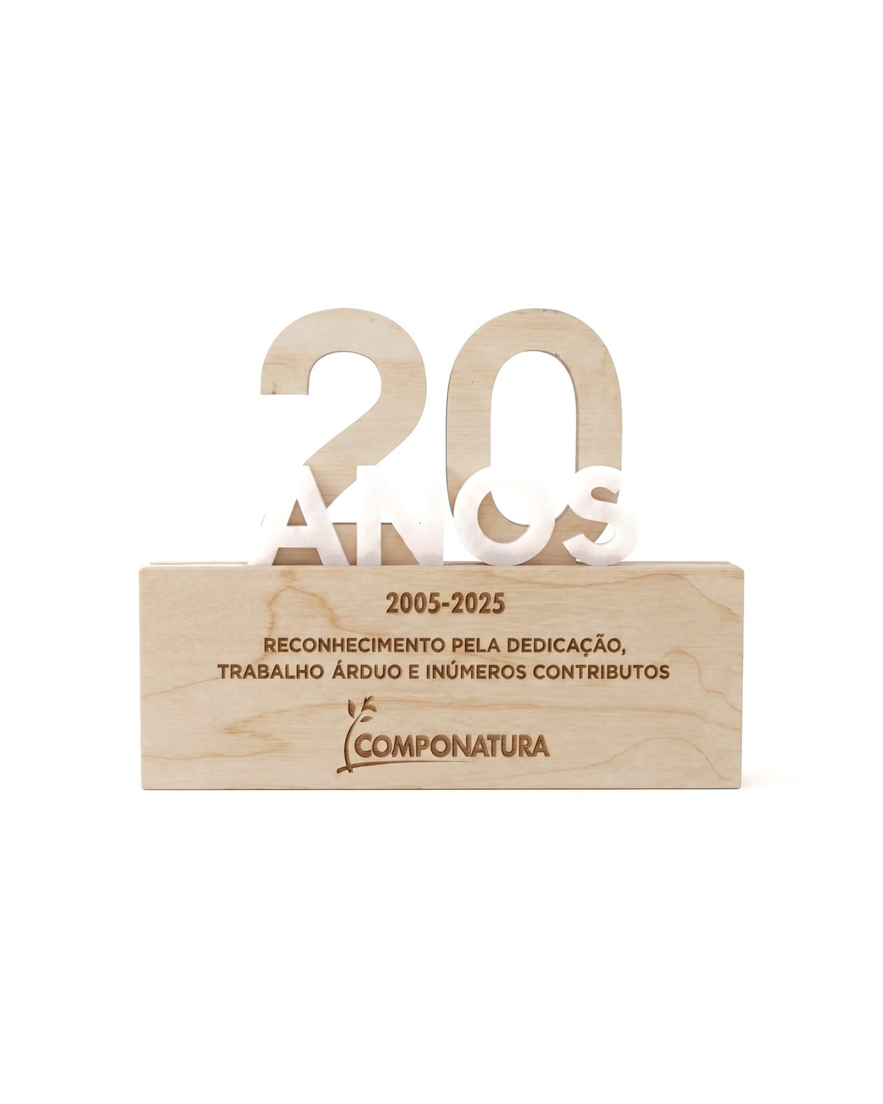 Troféu de madeira 20 anos Componatura